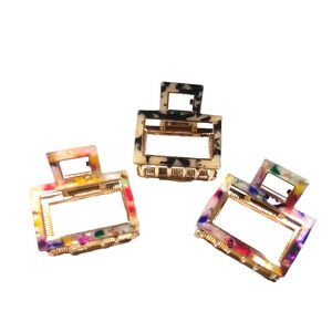 Artistic Hair Barrette Alligator Clips Small Colorful Paint Drip Design Metal...